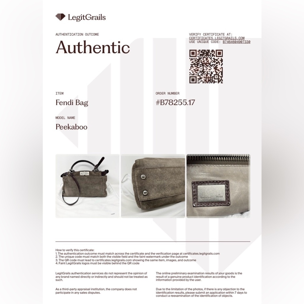 Fendi Peekaboo Top Handle Bag Dove Grey Suede Medium Silver Hardware - Picture 4 of 16